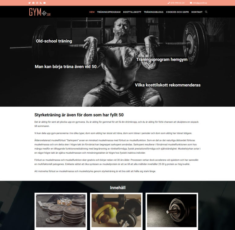 Läs mer om artikeln GYM50.se WordPress hemsida