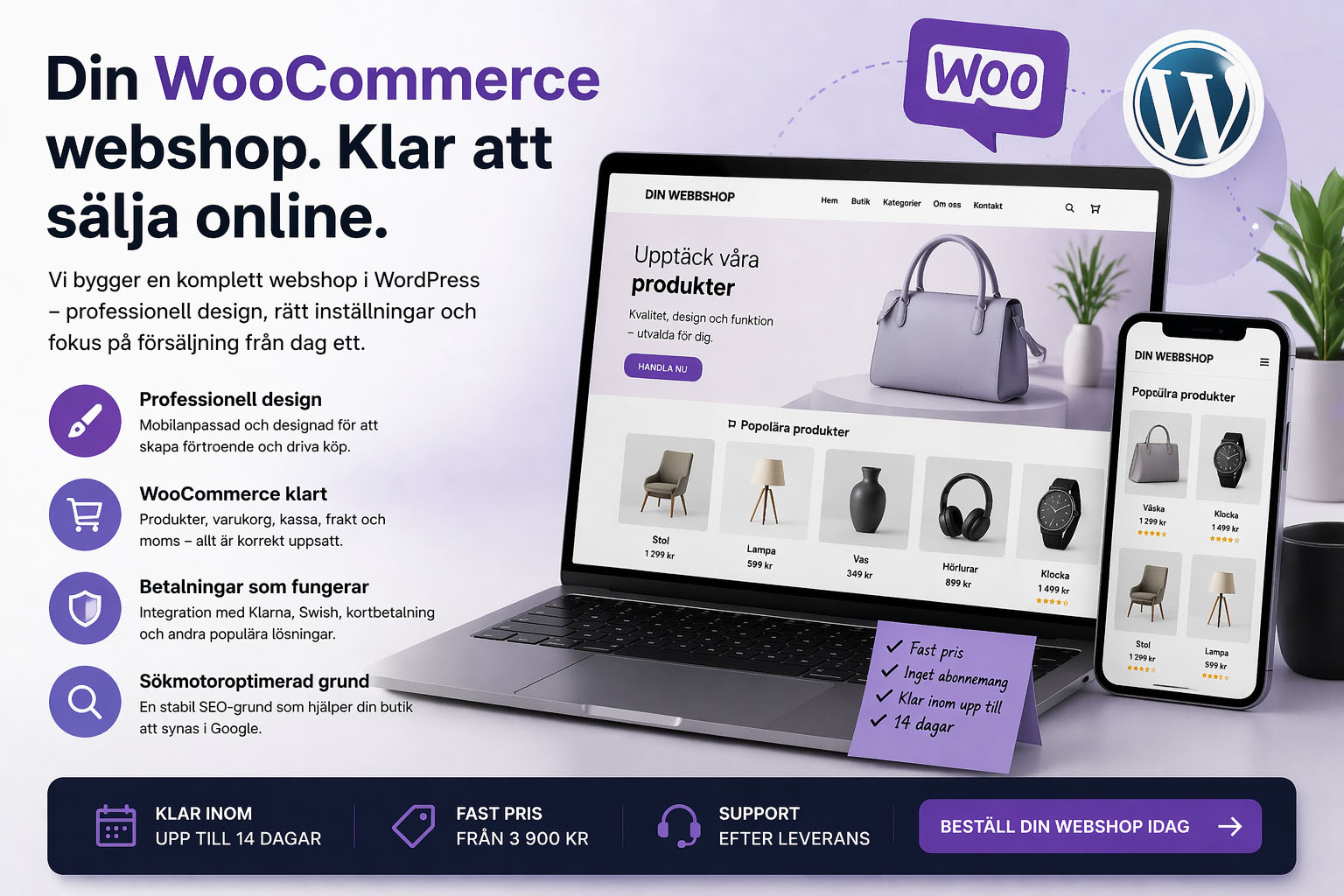 Färdig WooCommerce webshop i WordPress – redo att sälja online